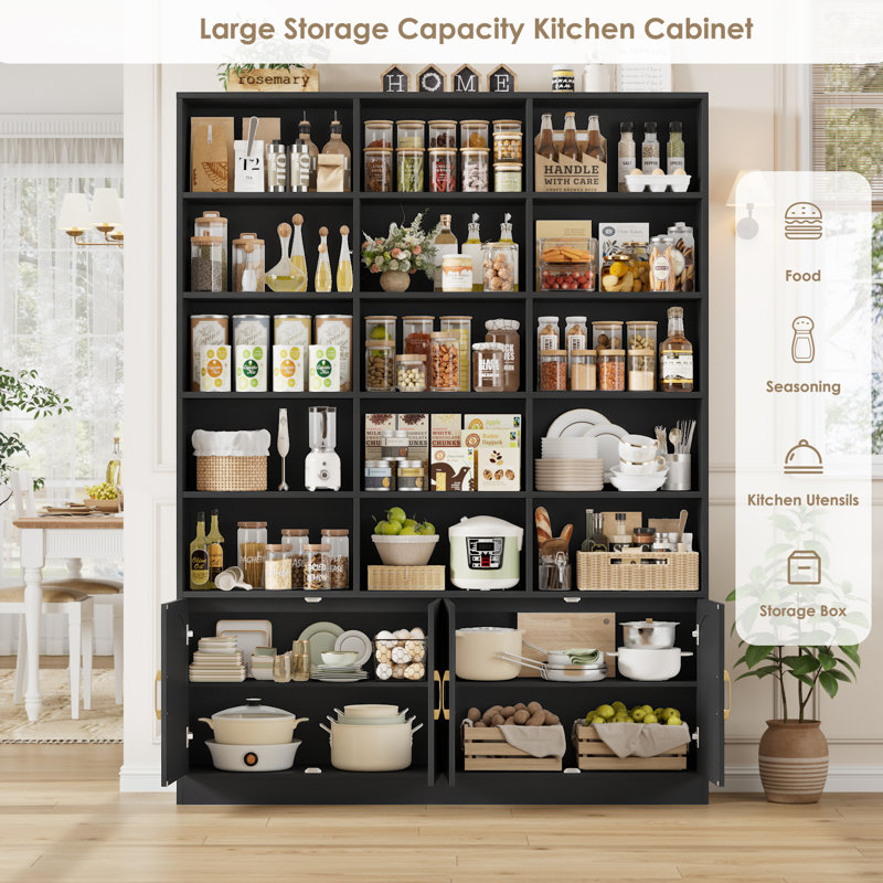 59.1" W 15-Cube Wood Bookcase, Black