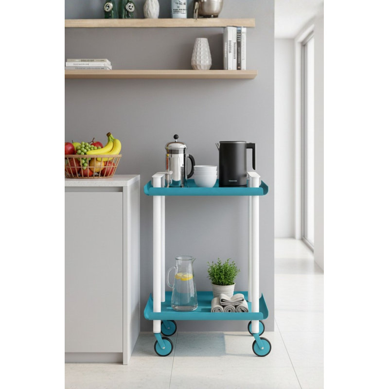Zeigler Serving Cart, White, Blue