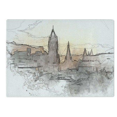 Tempered Glass View of Edinburgh from Calton Hill Chopping Board