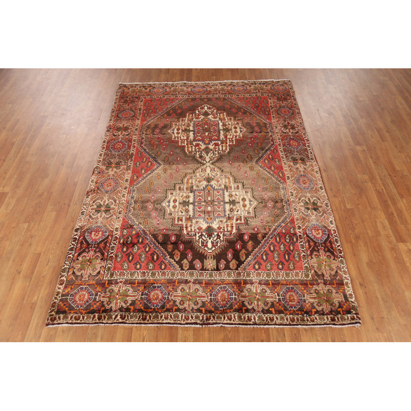 Tapis brun à motif géométrique traditionnel 6 x 9