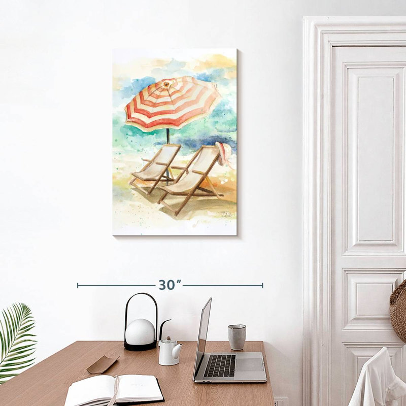 Parasol Kerner sur la plage I, H 30 po x l 20 po
