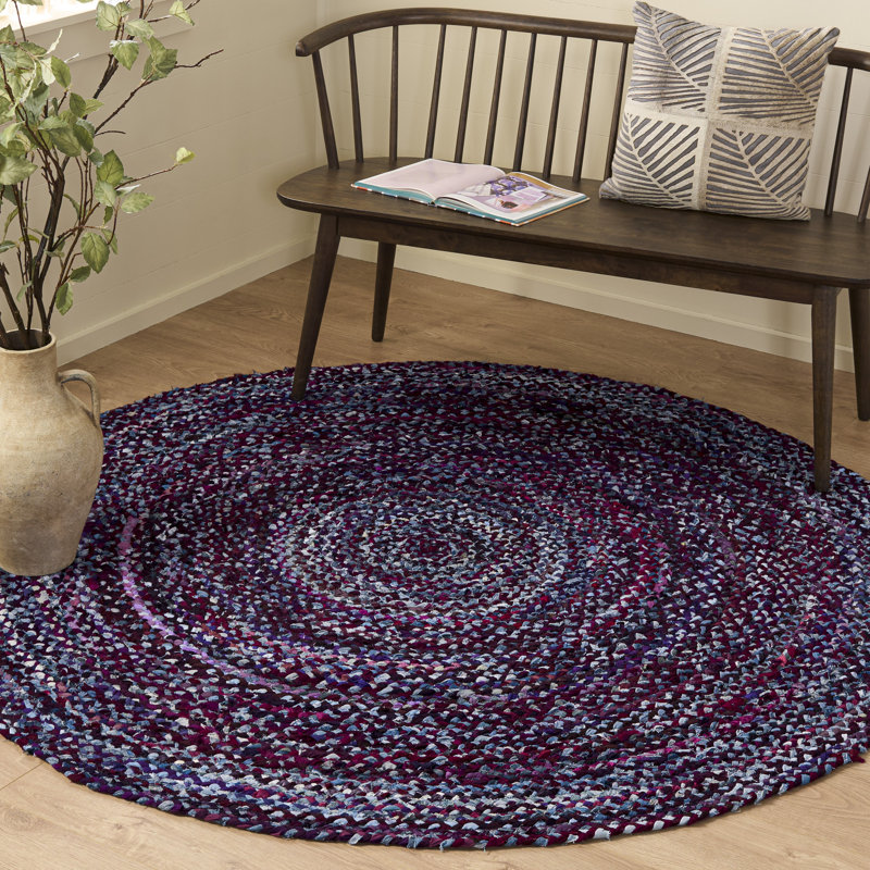 Tapis d'intérieur en coton tressé à la main, Rond 6 pi