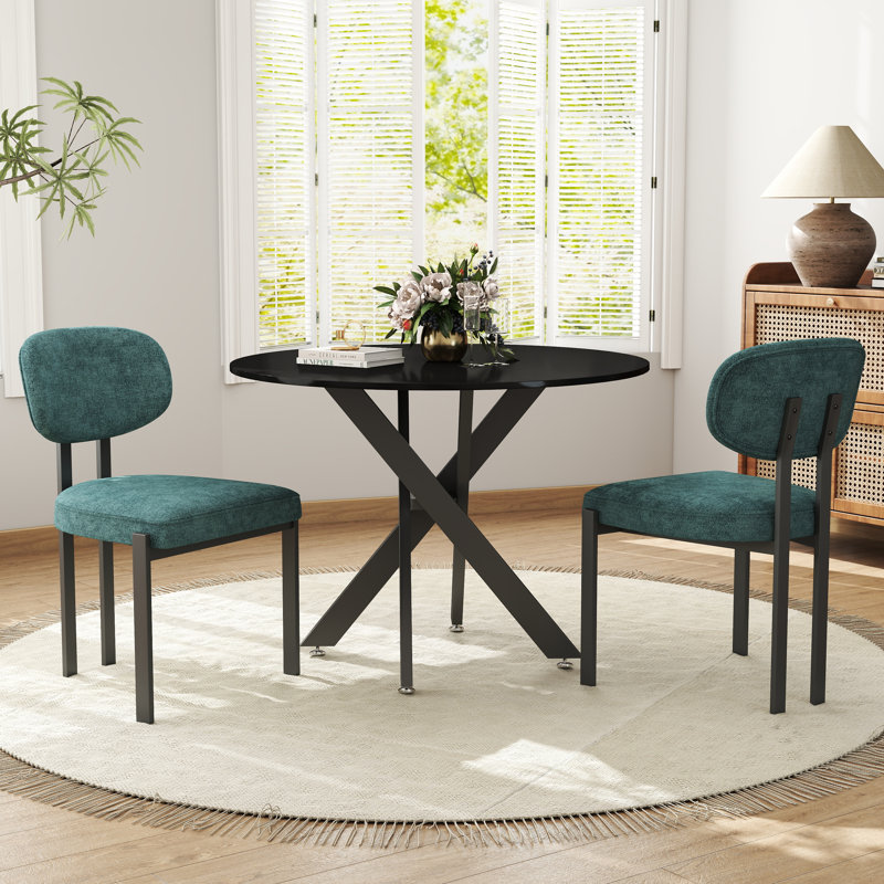 Ensemble repas rond à piédestal, Noir, 3, Vert