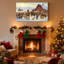 Scène de ferme de Noël avec cowboys et animaux, ensemble de 3 impressions d'art sur toile-1009779452