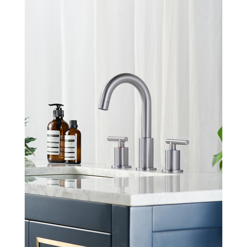 Widespread Bathroom Faucet 2-handle Bathroom Sink Faucet with Drain Assembly, Brushed Nickel