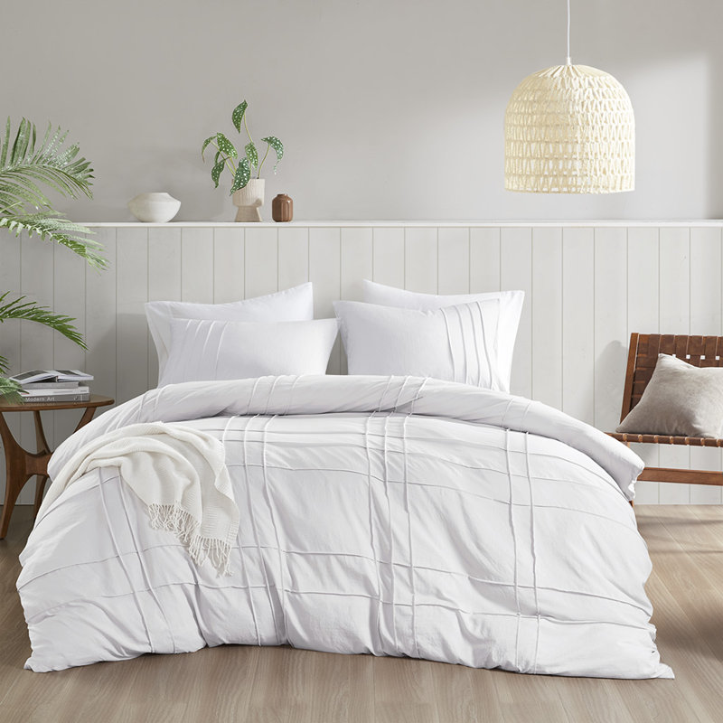 Porter Textured Duvet Cover Bedding Set, White, Twin/Twin XL Duvet Cover + 1 Standard Sham
