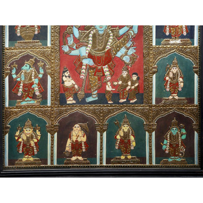 Vishnu Dashavator, peinture de couleurs traditionnelles avec or 24 carats sur toile, art mural encadré Mythology indien Home Decor