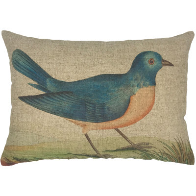  Blue Bird Linen Lumbar Pillow