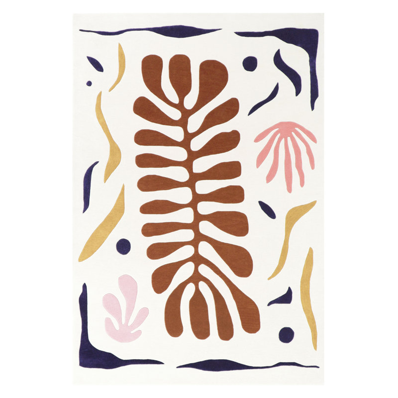 Corail Hand Tufted Wool Floral Area Rug, Rectangle 5'6" x 7'10"