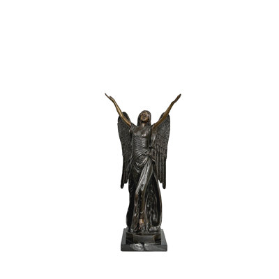 Bronze Small Standing Angel with Marble Base Sculpture
