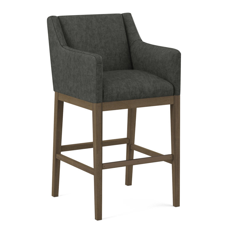 Upholstered Stool, Salvador Asphalt, Weathered Gray