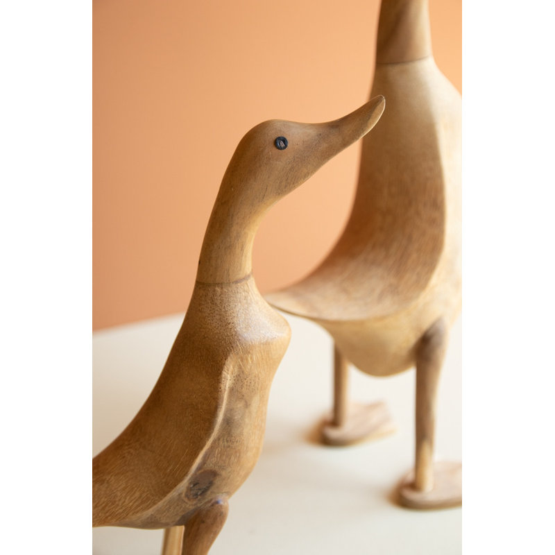  2xSet of 3 Hand-Carved Bamboo Duck Figurines - 18"H