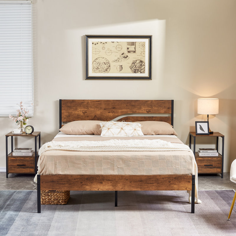 Ensemble de chambre avec lit plateforme 3 pièces Kempst, Grand