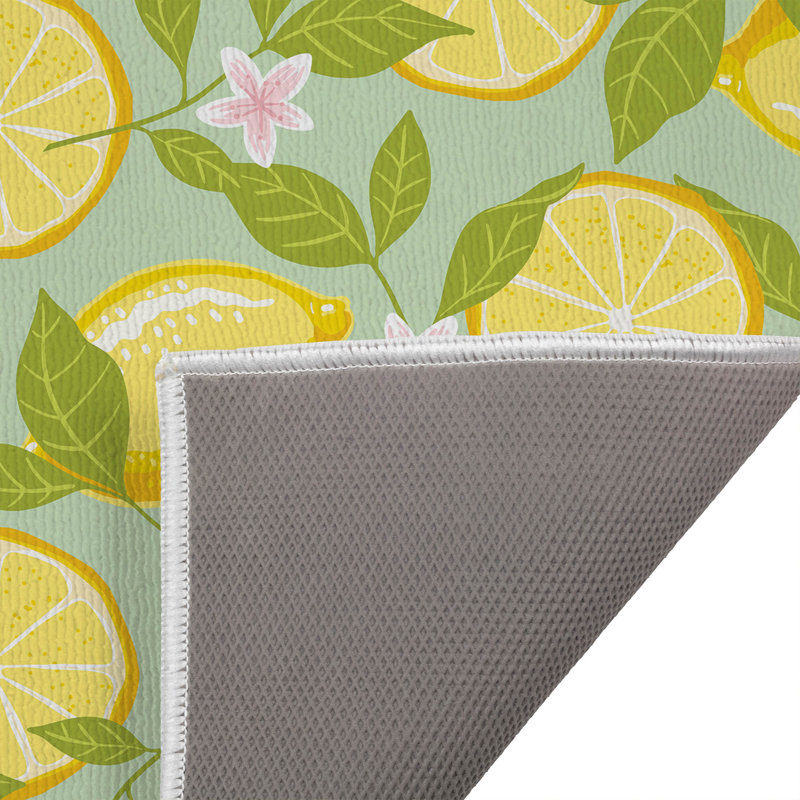 Lemons Outdoor Doormat, 17" W x 24" L, Mint
