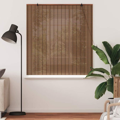 Vidaxl Window Blind With Curtains Manual Brown Bamboo