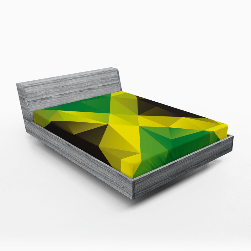 Drap-housse Ambesonne, paquet de 2, Drap-housse grand, Jaune / vert / abstrait brun