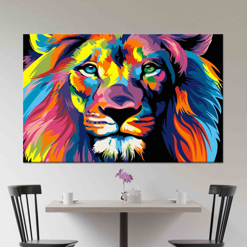 «Vibrant Lion», art abstrait sur toile, décor de lion 1P, 47,3 po H x 67 po l