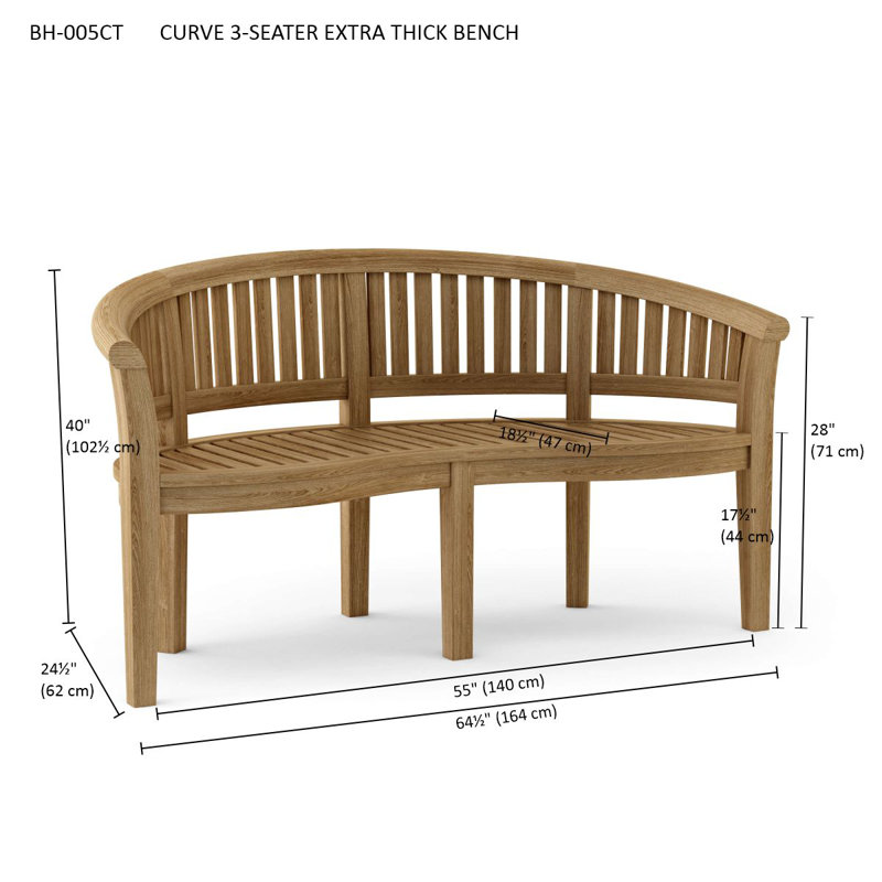 Curve Teak Garden Bench