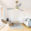 Ventilateur de plafond 52 pouces avec lumière à DEL à intensité variable et 3 pales en bois massif avec moteur à courant continu réversible