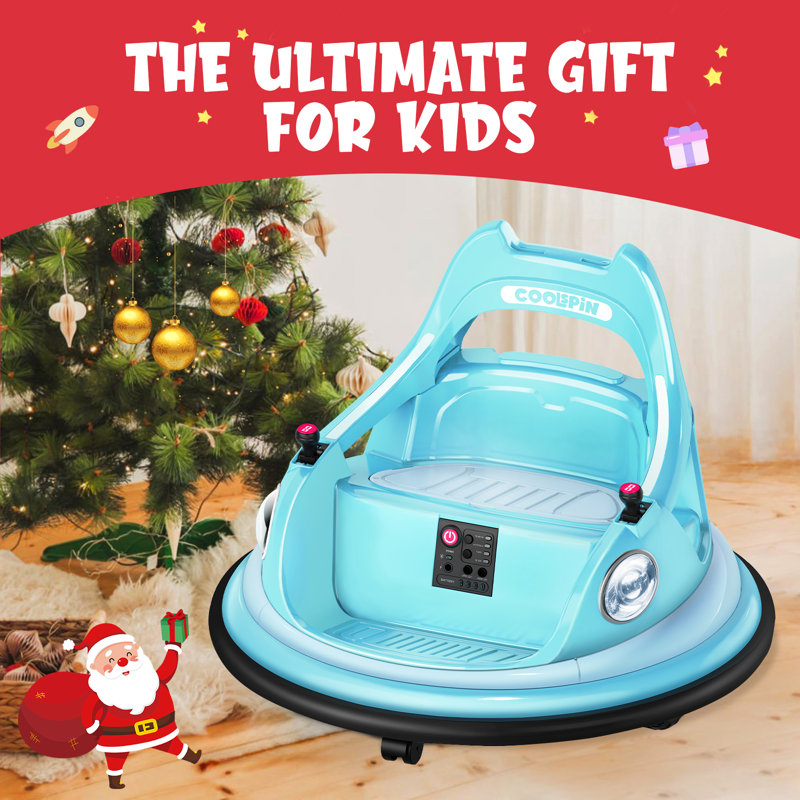 Bumper Car, 1.9MPH Max, 12V Electric Car for Kids W/Parent Remote, Bluetooth Ride on Toys, Ride on Car W/2-Speed, 2 Driving Mode, 360°Spin, Music,5 Lighting Mode, DIY Stickers, Blue