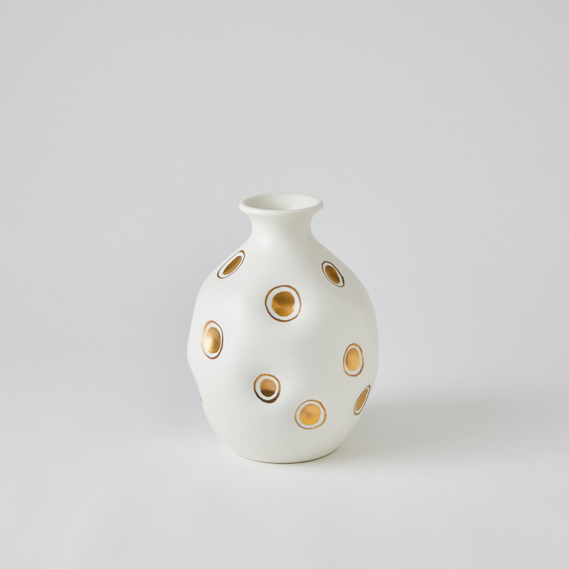 Vase de table Dimples, Blanc / Doré