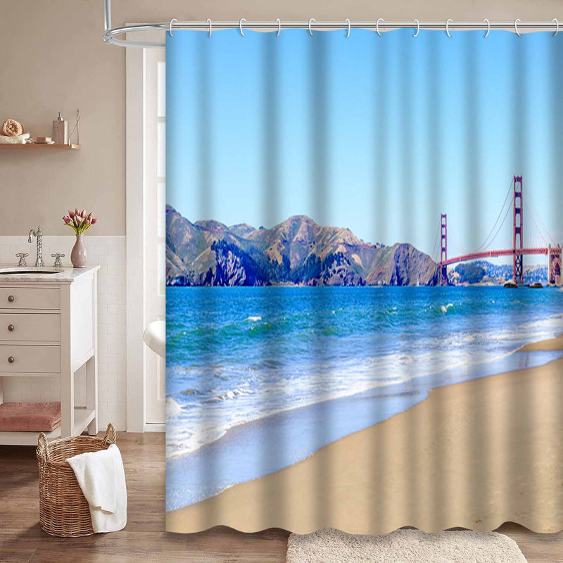 Rideau de douche avec 12 crochets Golden Gate Bridge, L 72 po x l 72 po