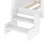 Lit double avec escalier bas, fenêtre, bibliothèque et tableau noir, bois massif, aucun sommier tapissier requis, blanc-1988513299