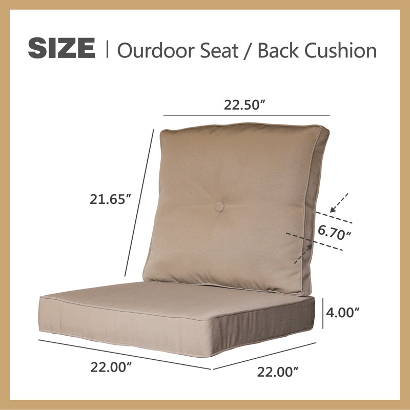 Outdoor 4'' Seat / Back Cushion, Khaki