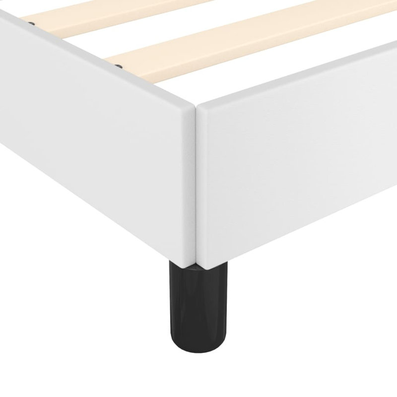 Singhai vidaXL Platform Bed Frame, Slats Support, No Mattress, Faux Leather, Twin, White