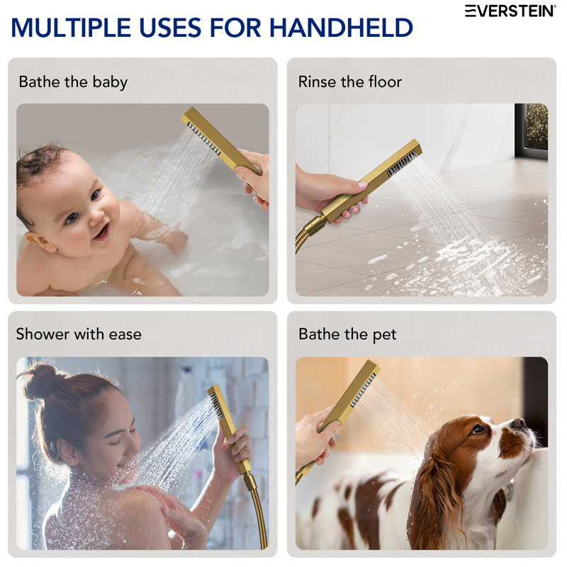 Thermostatic Dual Showerheads System, 12" High-Pressure Rainfall Shower Faucet with Handheld Shower, Brushed Gold