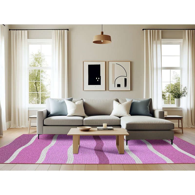 Tapis mauve à rayures Antravion, Rectangle 6 pi x 9 pi