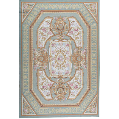 Tapis vert et vert noué à la main de haute qualité