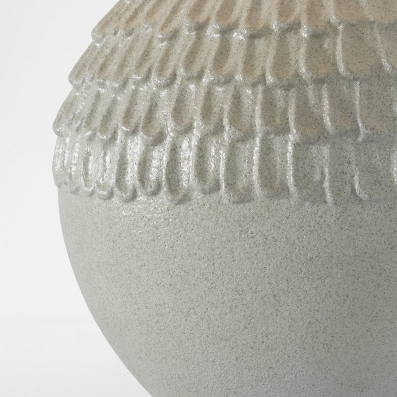 AERIN Morava 17" Hand Carved Table Lamp in Volcanic White with Linen Shade