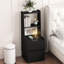 Table de chevet de chambre à coucher avec armoire verrouillable et station de charge, armoire de rangement à commande vocale Night In Black:-368574343