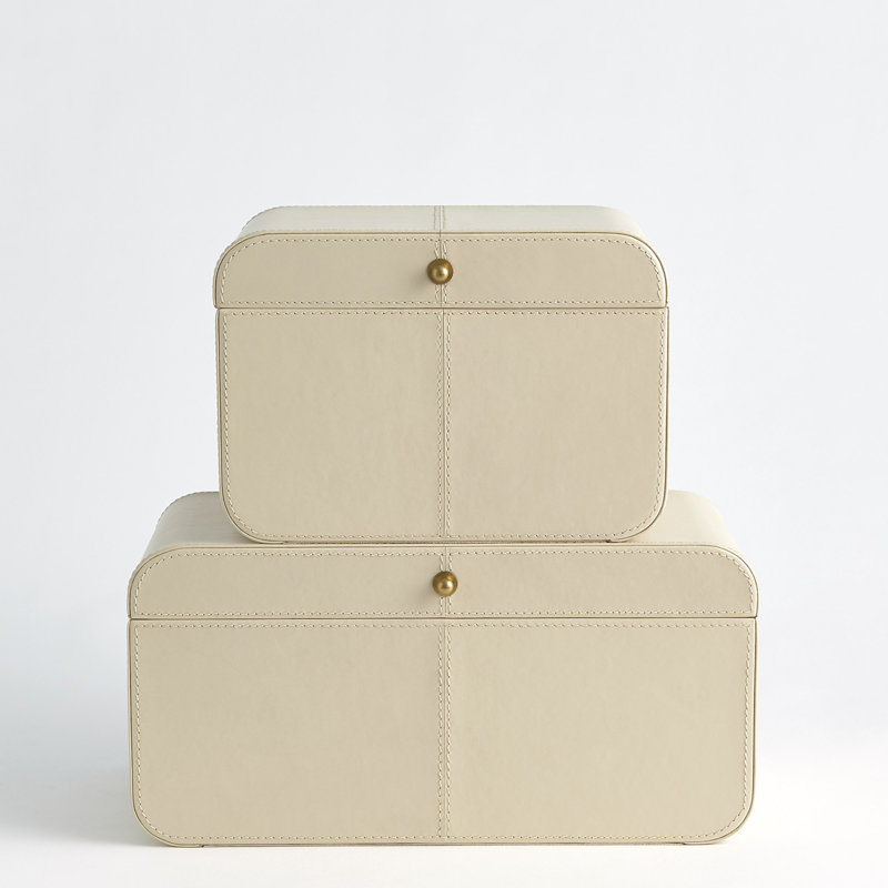 Curved Corner Box-Light Grey-Sm, Ivory, 6.75" H x 9.5" W x 6.75" D