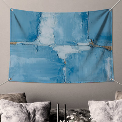 Textured Blue Abstract Wall Tapestry - Abstract Wall Decor