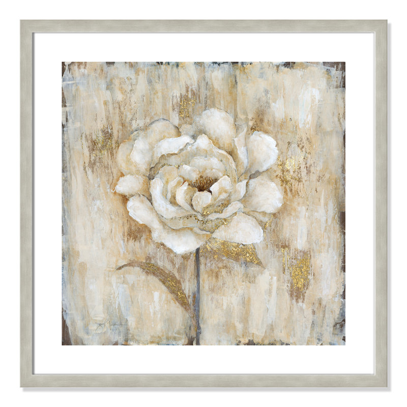 Venetian Gold Botanical I - peinture encadrée, Cadre argent, H 28 po x l 28 po x P 1,13 po