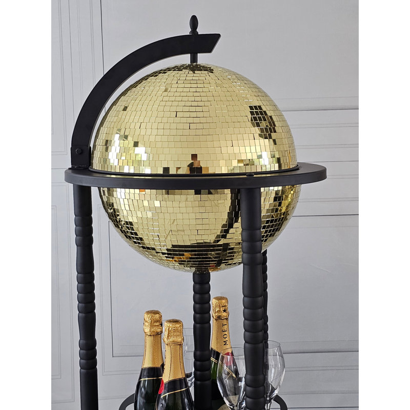 Metal Globe Bar,  Black/Gold