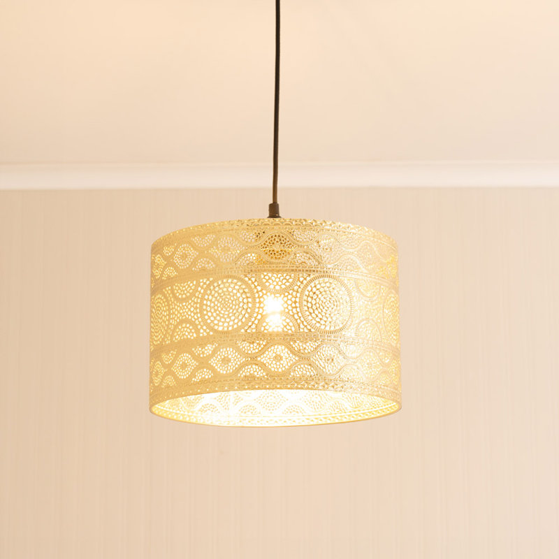 20cm H Metal Drum Lamp Shade ( Slip-On ) in Gold