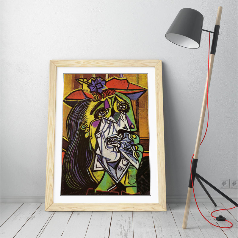 Picasso Weeping Woman Red Purple - Single Picture Frame Painting on Canvas, 89cm H x 64cm W x 2cm D, Oak Framed