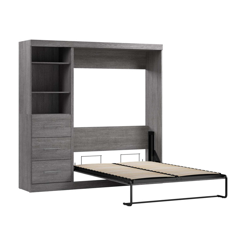 Lit escamotable avec rangement Arthor, Écorce gris