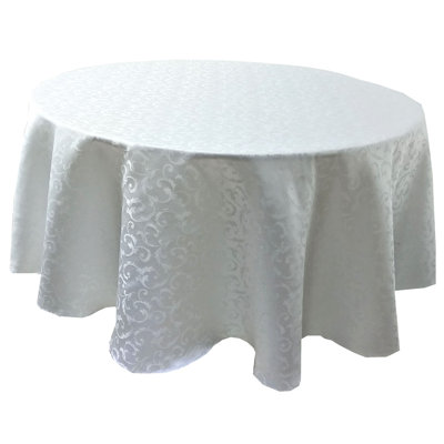 Waterproof Jacq Tablecloth (60" R)-White