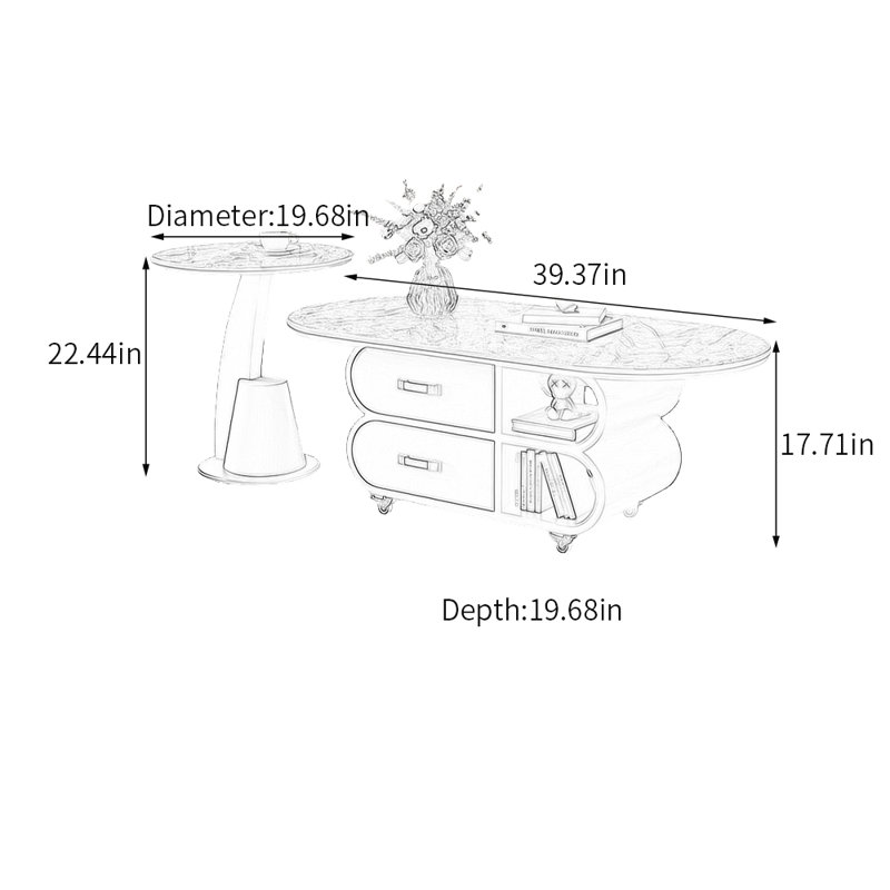 Table basse avec rangement, H 17,71 po x L 39,37 po x l 19,68 po, Gris