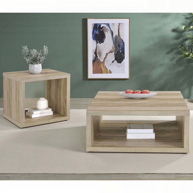 Ensemble 2 pièces tables basses et tables de bout - Design en pin vieilli, Brun