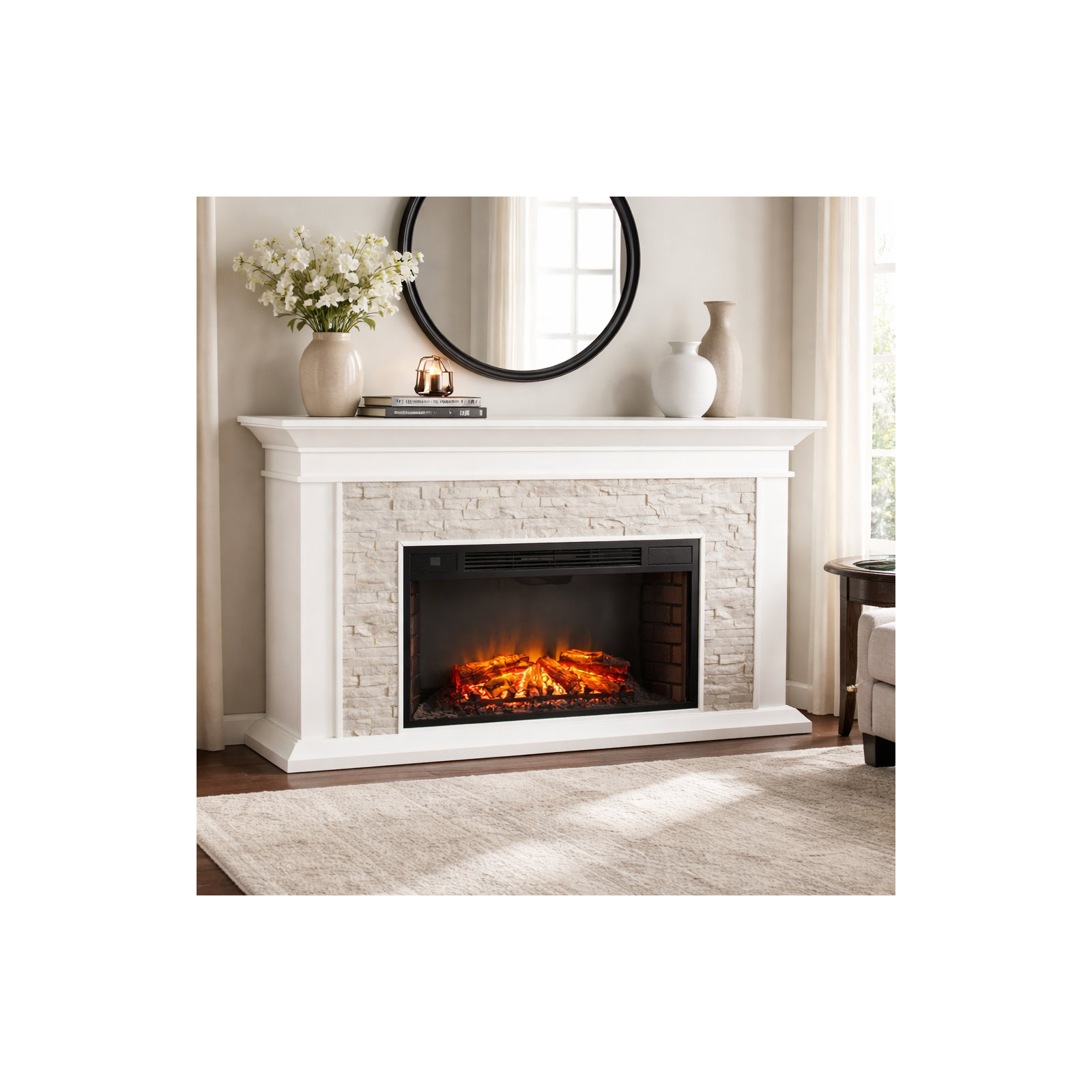 Coletta Electric Fireplace, White