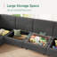  Canapé modulaire rembourré en U avec siège de rangement gris clair-1342040729