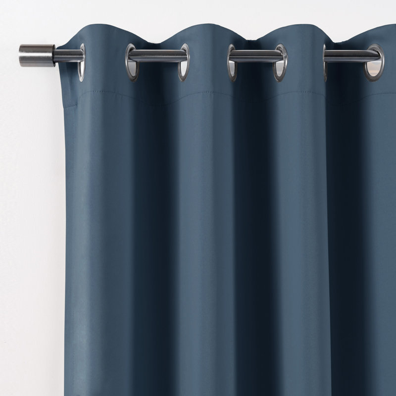 Schaeffer Solid Blackout Thermal Grommet Curtain Panels, 52" W x 96" L, Indigo