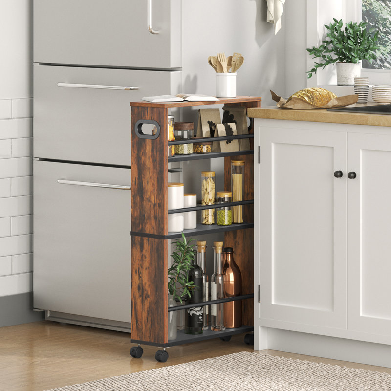 Christerfer Wood Bar Cart, Black/Rustic Brown