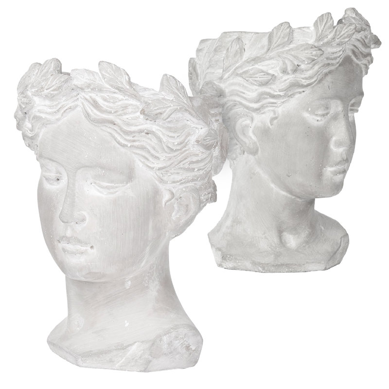 Visage Statue Head Planter for Flowers and Succulents - Gray - Set of 2