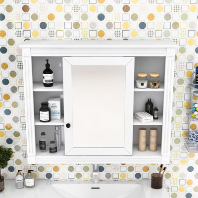 Armoire de rangement murale, armoire à pharmacie avec miroir et rangement dissimulé Viehmann